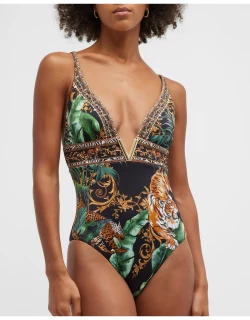 Easy Tiger High Tri One-Piece Swimsuit w/ Front Tri
