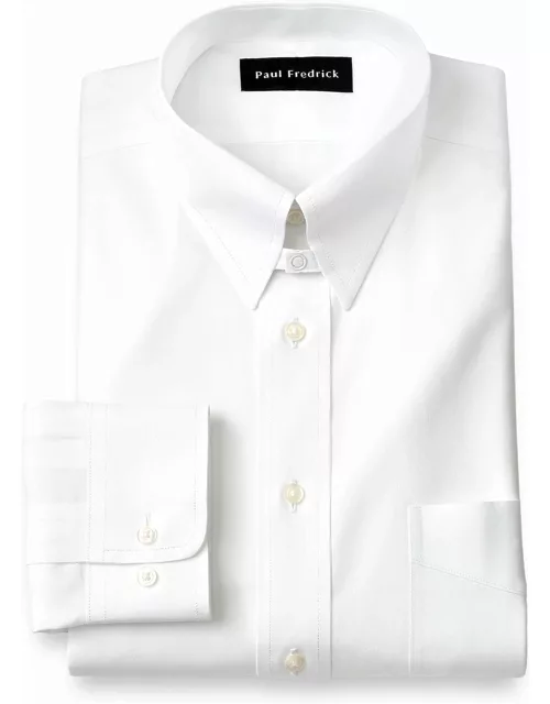 Tailored Fit Non-iron Cotton Pinpoint Solid Snap Tab Collar Dress Shirt
