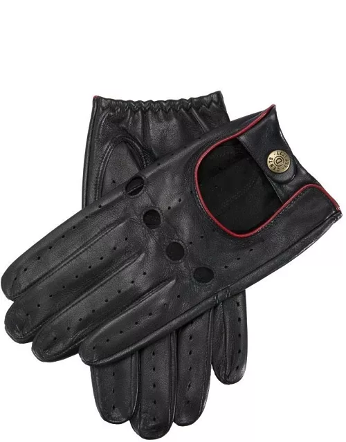 Dents Men's Leather Driving Gloves In Black/berry