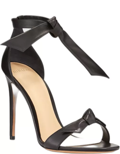 Clarita Leather Ankle-Tie 100mm High-Heel Sandals, Black