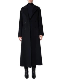 Double-Breasted Long Cashmere Coat w/ Belt