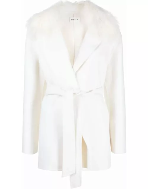 Parosh Belted Coat With Fur