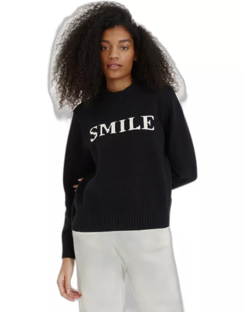Black Cotton Smile Sweater