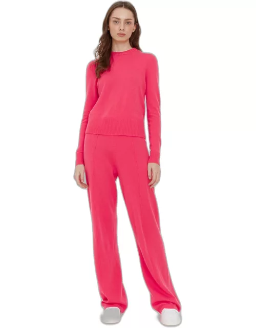 Coral Wool-Cashmere Wide-Leg Track Pant