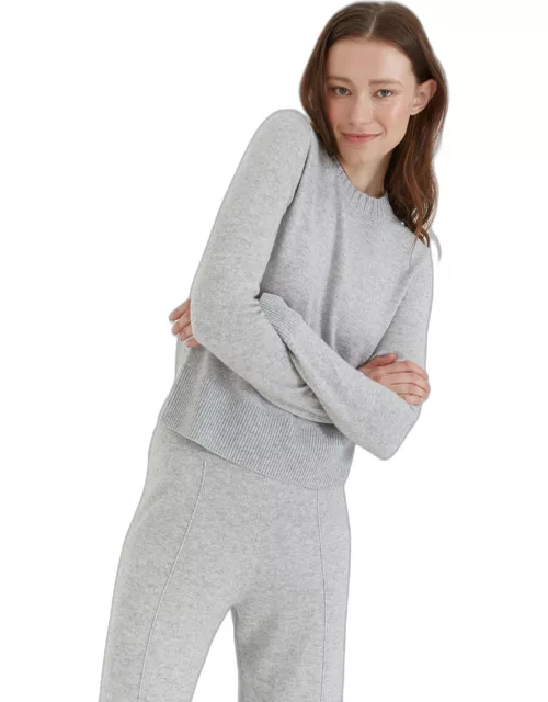 Grey-Marl Wool-Cashmere Cropped Sweater