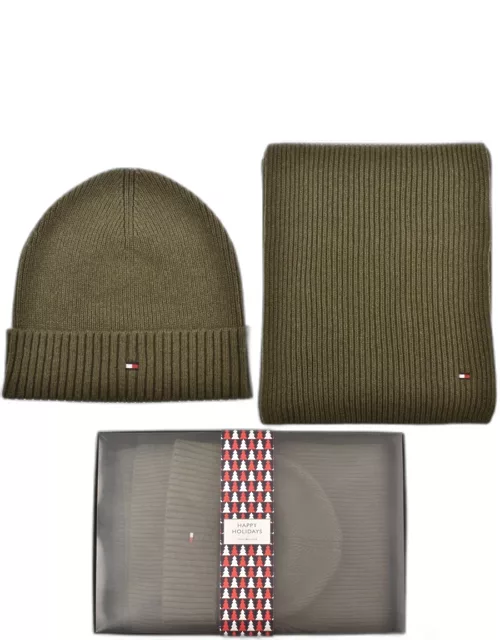 Tommy Hilfiger Beanie And Scarf Gift Set Green