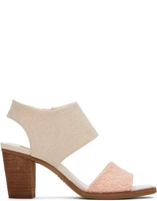 TOMS Women's Pink Peach Majorca Cutout Heel Metallic Sandal