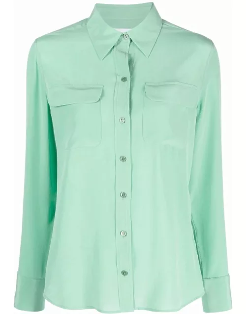 Mint green silk shirt