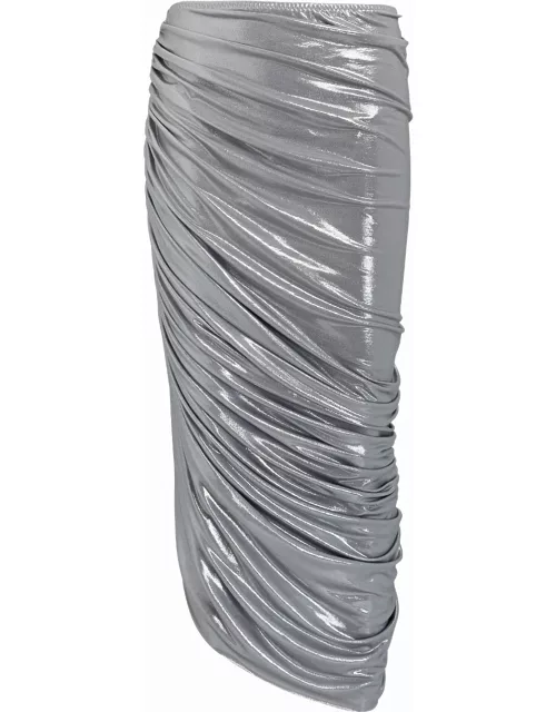 Silver draped Diana midi skirt