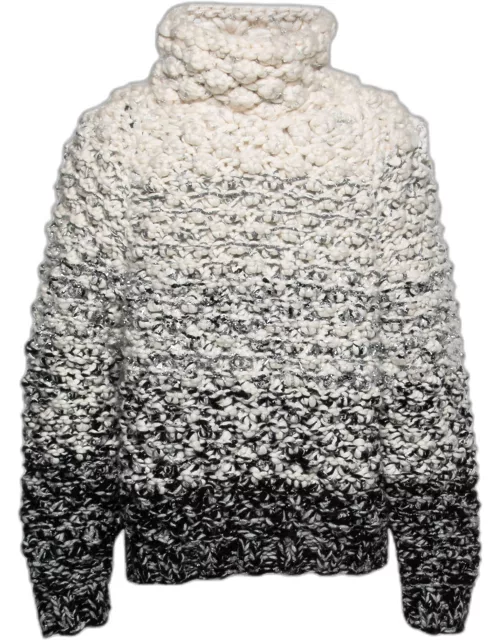 Dolce & Gabbana White & Black Wool Knitted Sweater