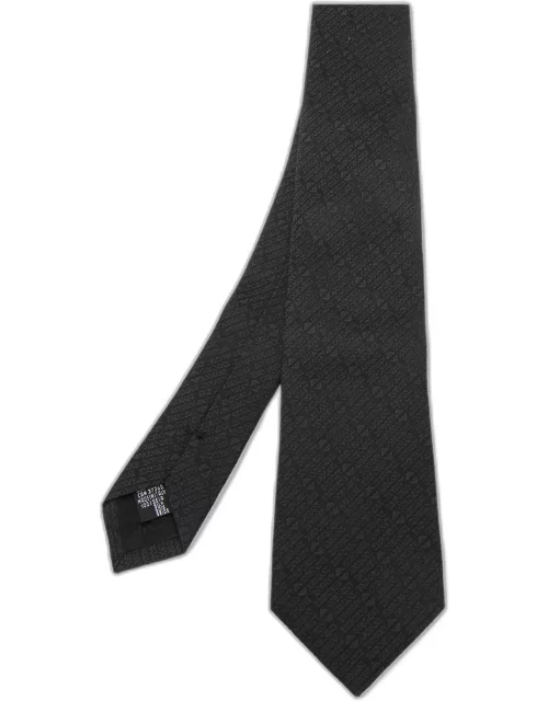Emporio Armani Black Logo Silk Jacquard Tie