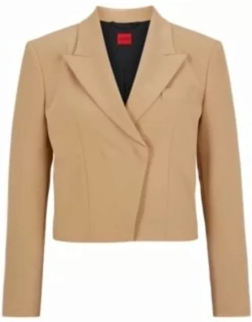 Relaxed-fit jacket with cropped length and concealed closure- Light Brown Women's Cropped Jacket
