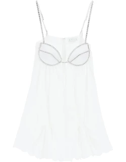AREA COTTON MINI BUSTIER DRESS WITH CRYSTAL