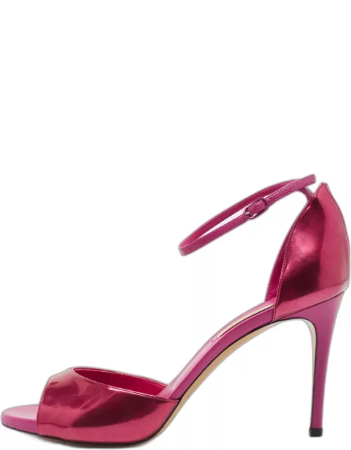 Casadei Metallic Pink Leather Candylux Ankle Strap Sandal