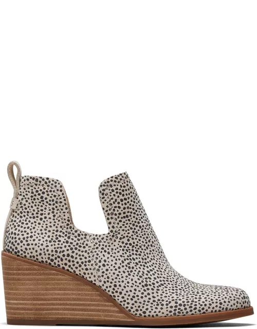 TOMS Women's Natural/Multi Cheetah Suede Kallie Stacked Wedge Bootie