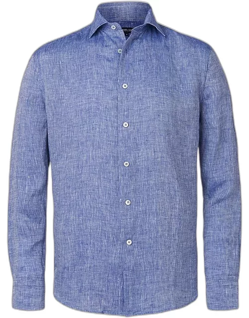 Antonio Linen Shirt Melange Blue