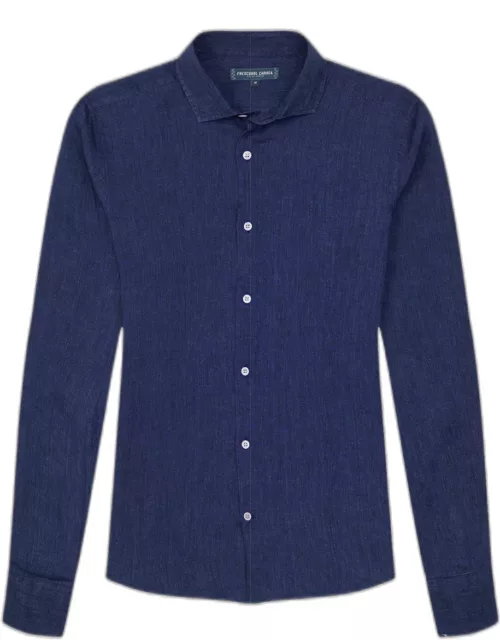 Antonio Linen Shirt Navy-Blue