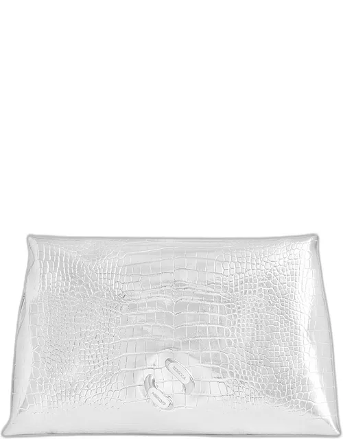 Pillow Zip Faux-Leather Clutch Bag