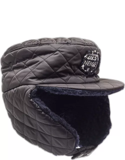 Chanel Black Quilted Coco Neige Trapper Hat