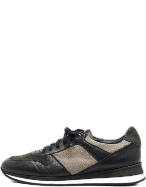 Ermenegildo Zegna Tricolor Suede Leather and Canvas Low Top Sneaker
