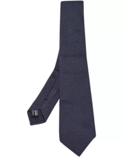 Giorgio Armani Navy Blue Jacquard Silk Tie