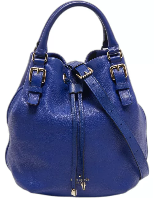 Kate Spade Blue Leather Grey Street Drawstring Bucket Bag