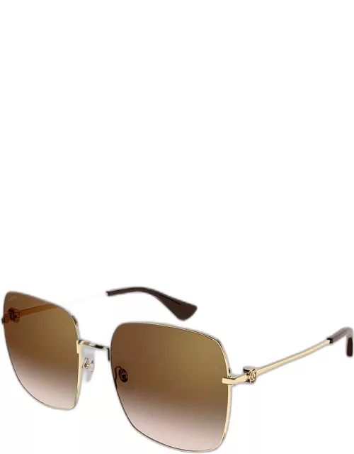 Golden Gradient Logo Square Metal Sunglasse