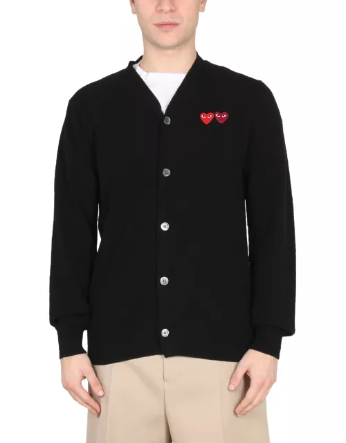 comme des garcons play cardigan with logo patch