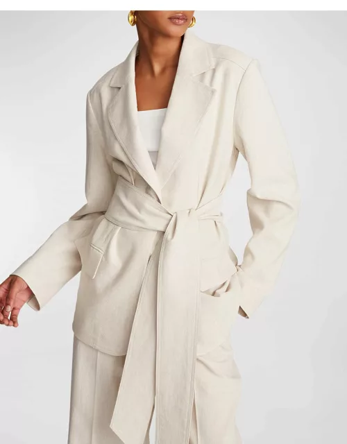 Adley Belted Linen-Blend Wrap Jacket