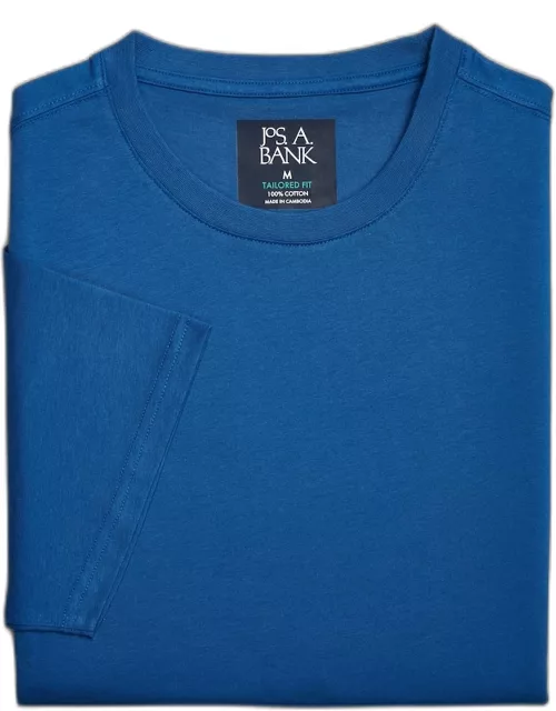 JoS. A. Bank Men's Tailored Fit Liquid Cotton Jersey Crew Neck T-Shirt, Bright Blue, Smal