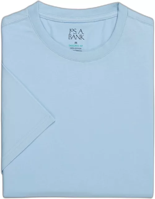 JoS. A. Bank Men's Tailored Fit Liquid Cotton Jersey Crew Neck T-Shirt, Light Blue, Smal