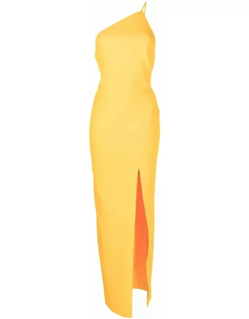 Petch yellow one-shoulder long dres
