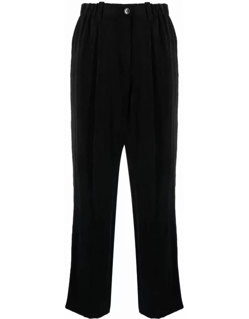 Black cotton wide-leg pant