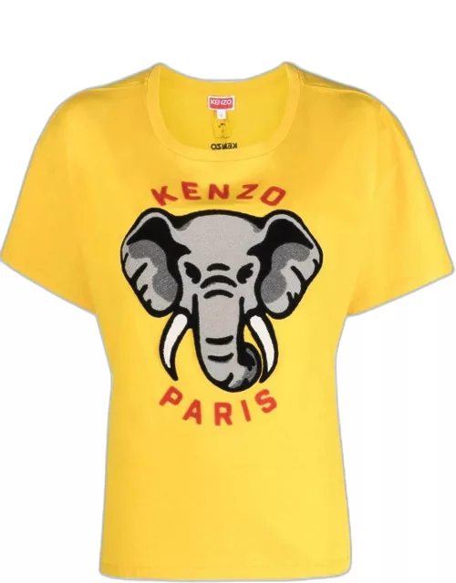 Yellow T-shirt with Elephant embroidery