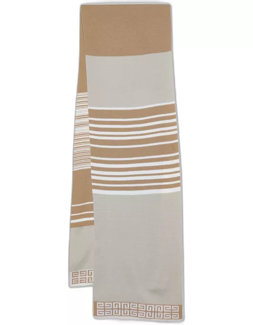 Givenchy Beige Striped Wool Scarf