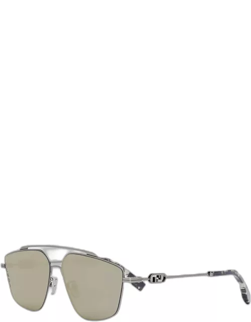 Men's O'Clock Metal Double-Bridge Aviator Sunglasse