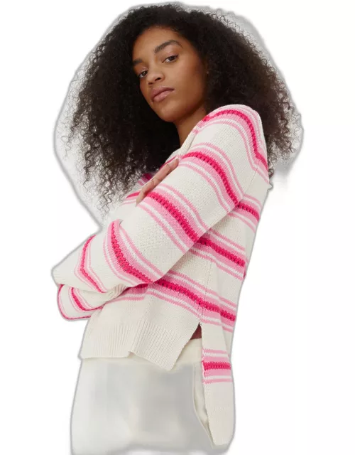Pink Lace Stitch Cotton Sweater
