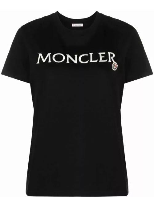 MONCLER WOMEN Logo Embroidered T-Shirt Black