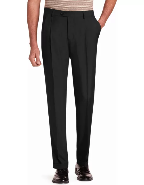 JoS. A. Bank Men's Traveler Performance Traditional Fit Pleated Front Pants, Black