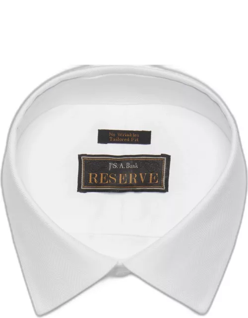 JoS. A. Bank Men's Reserve Collection Tailored Fit Spread Collar Herringbone Pattern Dress Shirt, White