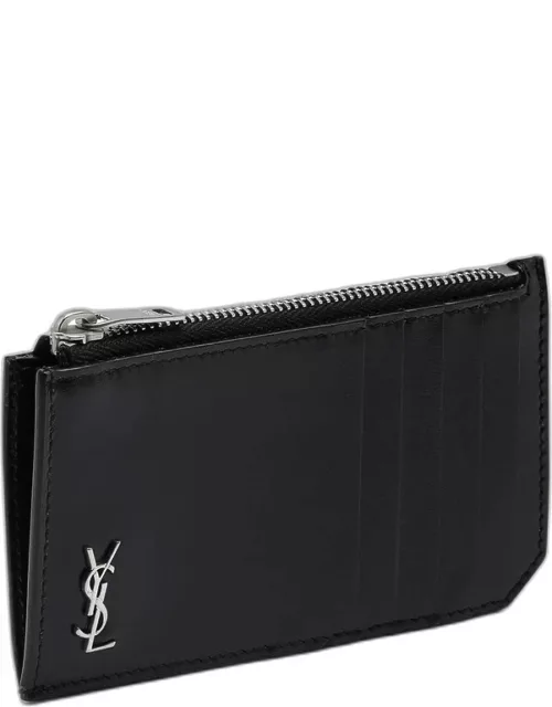 Black Monogram zip credit card holder