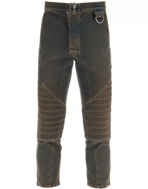 BALMAIN STRETCH JEANS WITH QUILTED AND PADDED INSERT