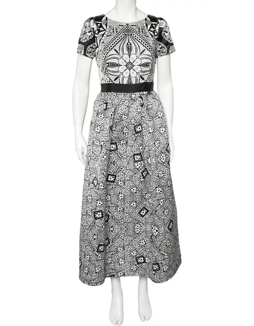 Class Cavalli Monochrome Printed Sateen Maxi Dress