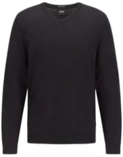 V-neck sweater in mulesing-free wool- Black Men's Sweater