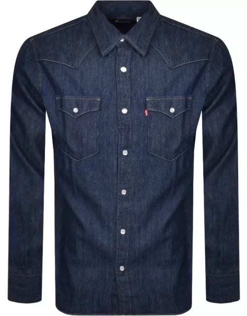 Levis Barstow Western Long Sleeved Shirt Navy