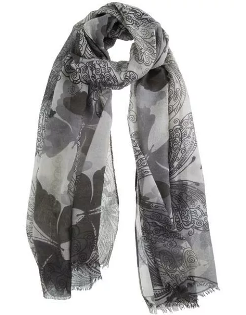 Dents Women's Large Butterfly Print Scarf In Silver