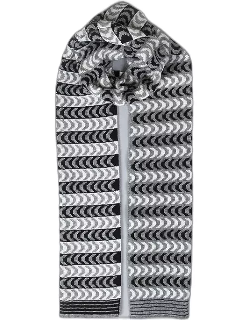 Dents Women's Chevron Knitted Scarf In Dove/black
