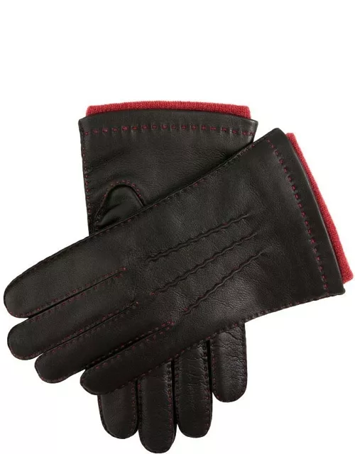 Dents Men's Handsewn Contrast Colour Cashmere Lined Leather Gloves In Black (Rust)