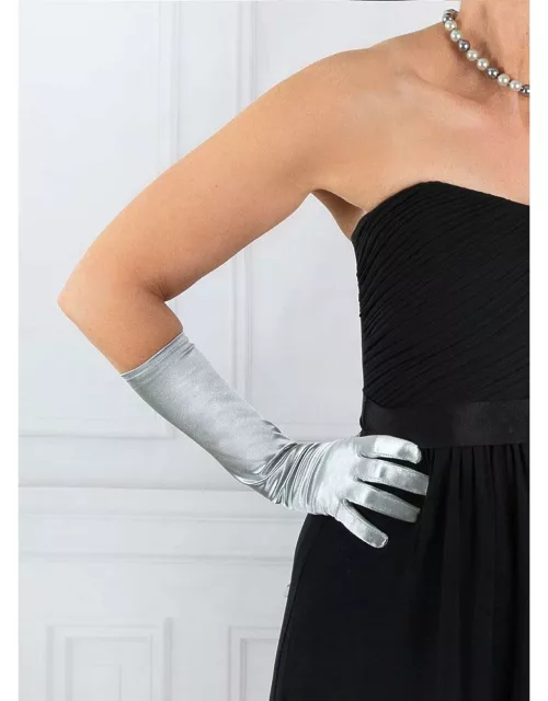 Dents Women's Mid-Length Satin Gloves In Silver