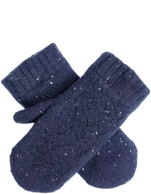 Dents Women's Lace Knit Wool Blend Mittens In Navy